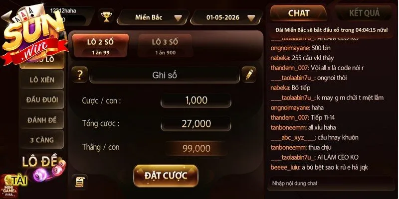 Những loại hình đặt cược phổ biến tại sảnh game xổ số